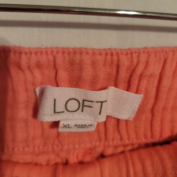 LOFT women's XL pink 100% cotton lightweight gauzy wide leg pull-on pants - Picture 3 of 6